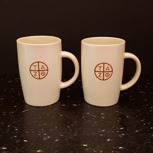Starbucks 2012 Tazo Coffee Tea Mugs Cups Ceramic Set of 2